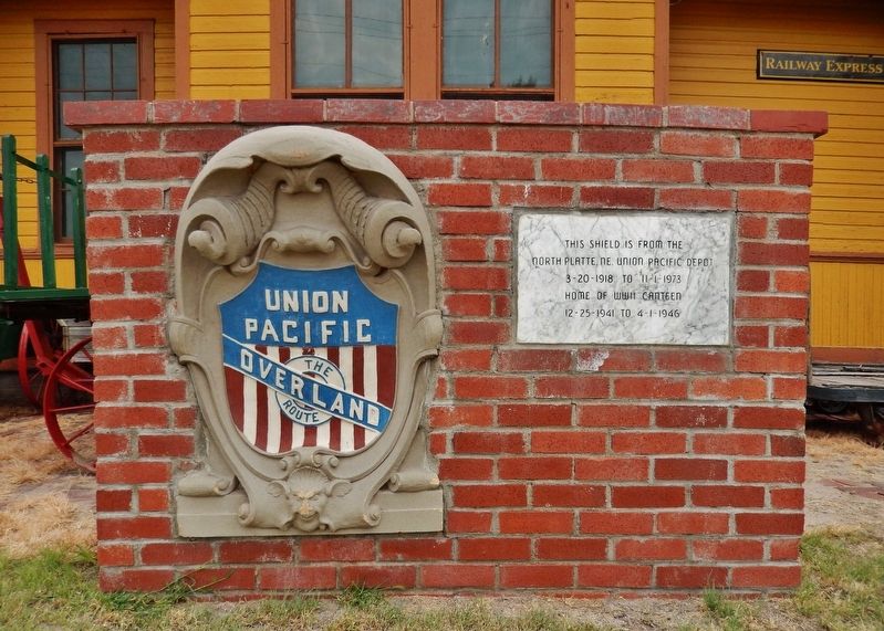 Union Pacific Depot Marker & Shield image. Click for full size.