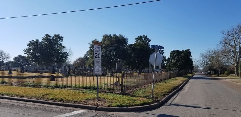 The view of the Wharton Cemetery and Marker from the street image. Click for full size.