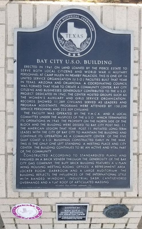 Bay City U.S.O. Building Marker image. Click for full size.