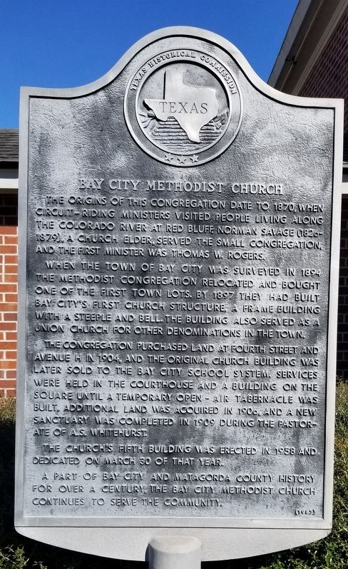 Bay City Methodist Church Marker image. Click for full size.