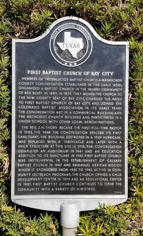 First Baptist Church of Bay City Marker image. Click for full size.
