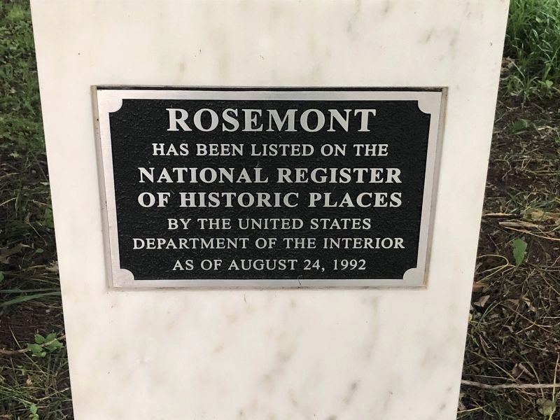 National Register of Historic Places plaque for Rosemont image. Click for full size.
