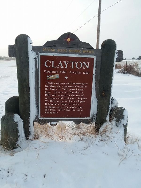 Santa Fe Trail - Cimarron Cutoff / Clayton Marker image. Click for full size.