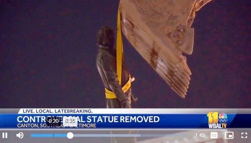 Capt. John O'Donnell statue removed from Canton Square. image. Click for more information.