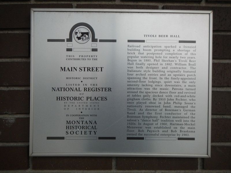 Tivoli Beer Hall Marker image. Click for full size.