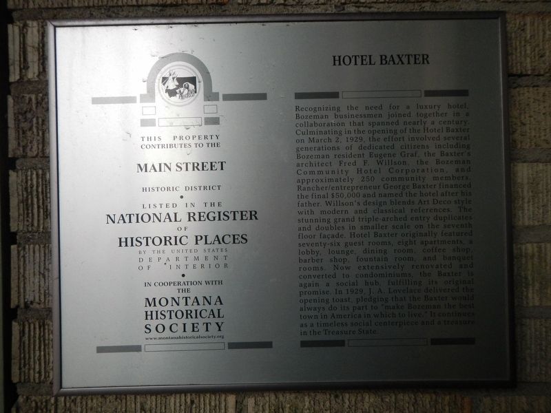 Hotel Baxter Marker image. Click for full size.