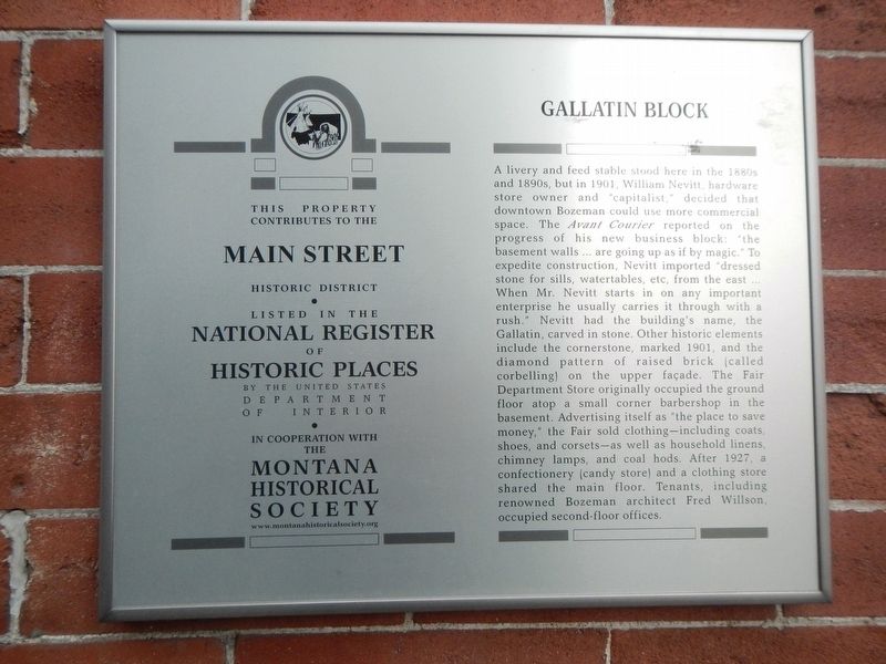 Gallatin Block Marker image. Click for full size.