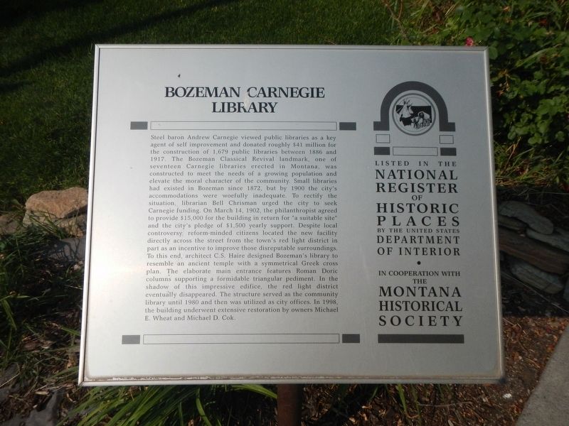 Bozeman Carnegie Library Marker image. Click for full size.