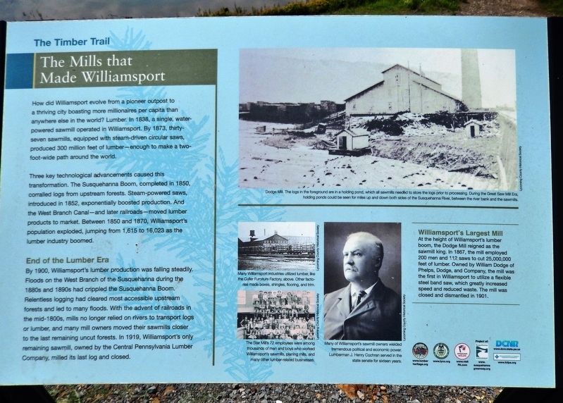 The Mills that Made Williamsport Marker image. Click for full size.