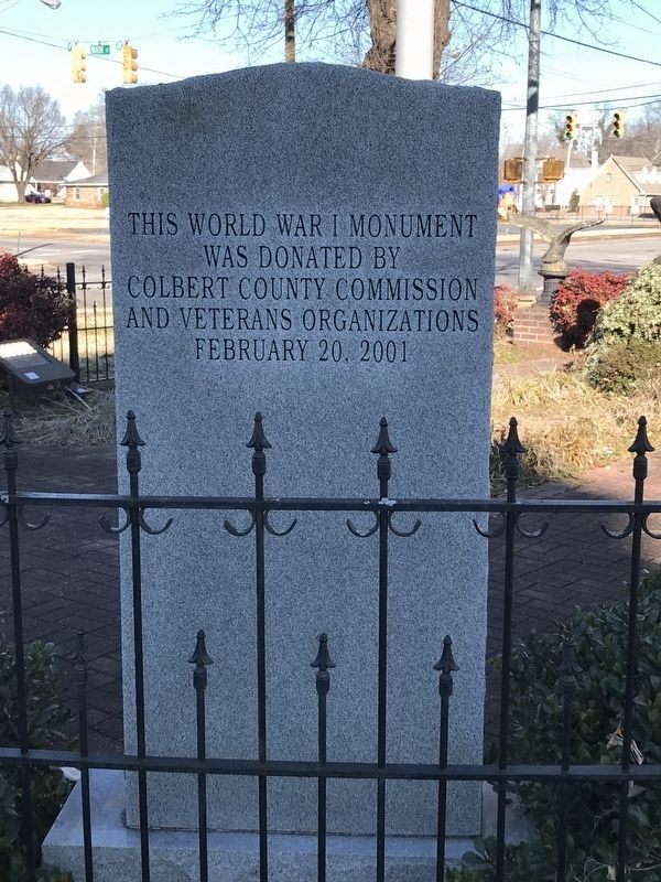 Colbert County World War I Memorial (back) image. Click for full size.