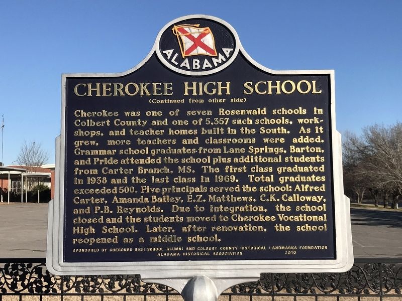 Cherokee High School Marker (side B) image. Click for full size.