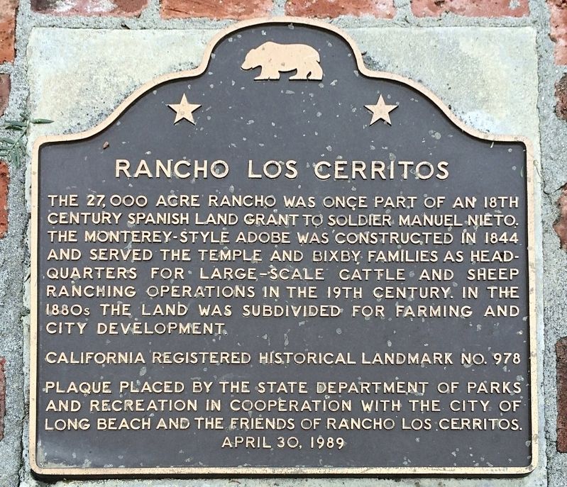Rancho Los Cerritos Marker image. Click for full size.