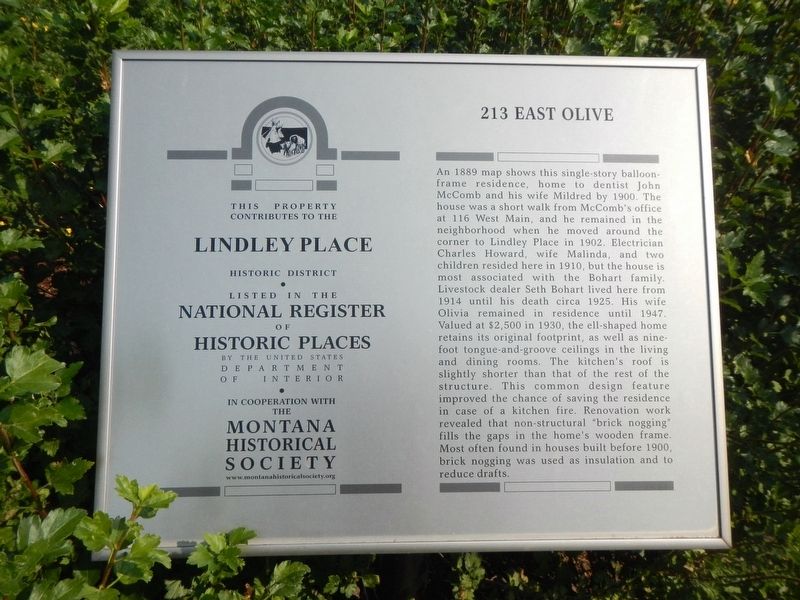 213 East Olive Marker image. Click for full size.