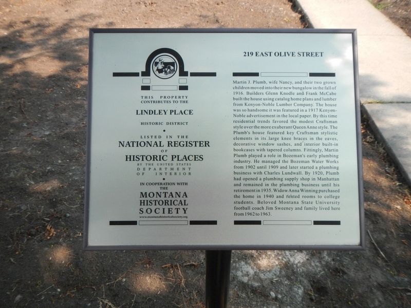 219 East Olive Street Marker image. Click for full size.