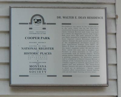 Dr. Walter E. Dean Residence Marker image. Click for full size.