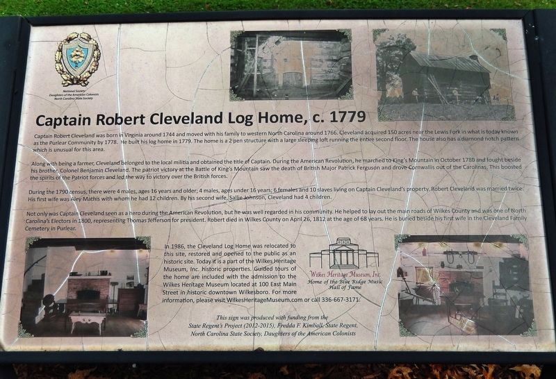 Captain Robert Cleveland Log Home Marker image. Click for full size.