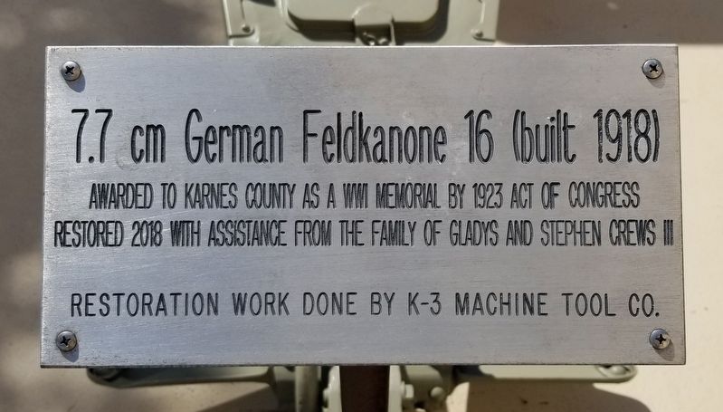 7.7 cm German Feldkanone 16 (built 1918) Marker image. Click for full size.