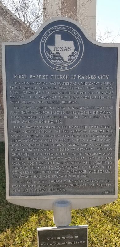 First Baptist Church of Karnes City Marker image. Click for full size.