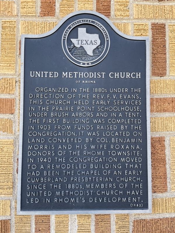 United Methodist Church of Rhome Marker image. Click for full size.