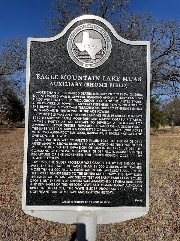 Eagle Mountain Lake MCAS Auxiliary (Rhome Field) Marker image. Click for full size.