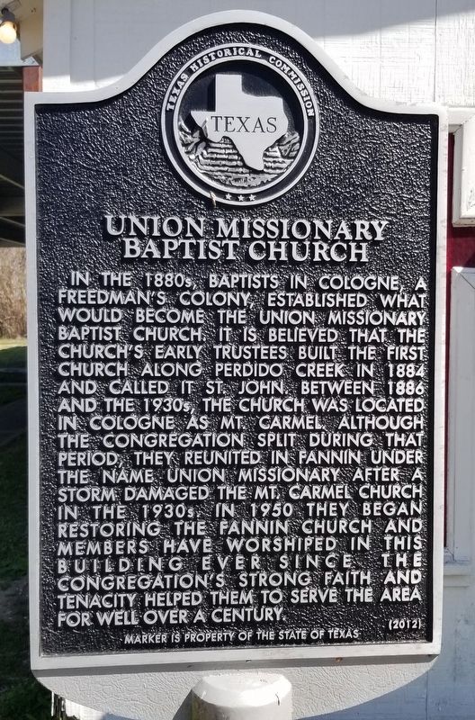 Union Missionary Baptist Church Marker image. Click for full size.