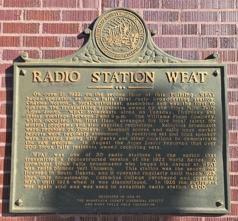 Radio Station WFAT Marker image. Click for full size.