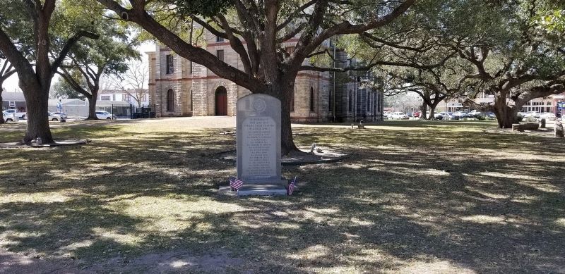 The view of the First Lieut. James H. Ewell Jr. Memorial and Goliad County memorial image. Click for full size.