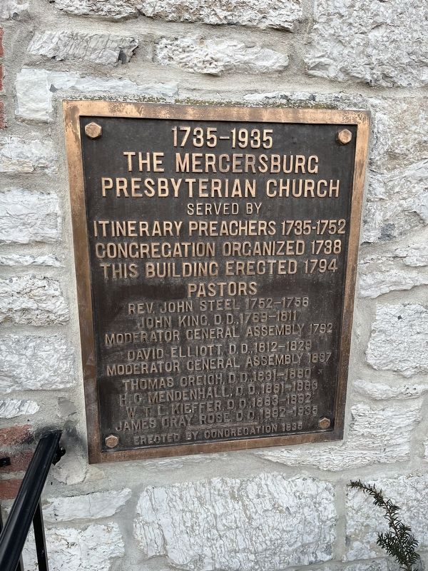 The Mercersburg Presbyterian Church Marker image. Click for full size.