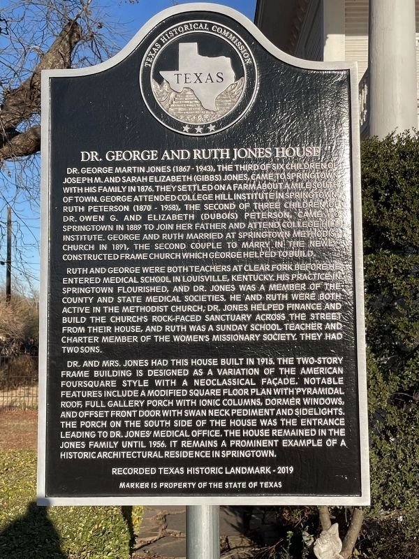 Dr. George and Ruth Jones House Marker image. Click for full size.
