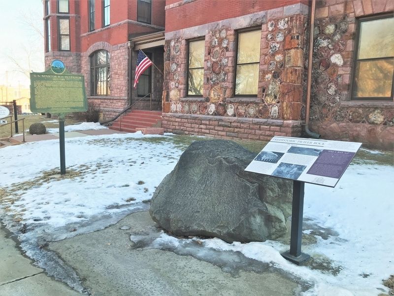 Prehistoric Prayer Rock Marker at the Pettigrew Home and Museum image. Click for full size.