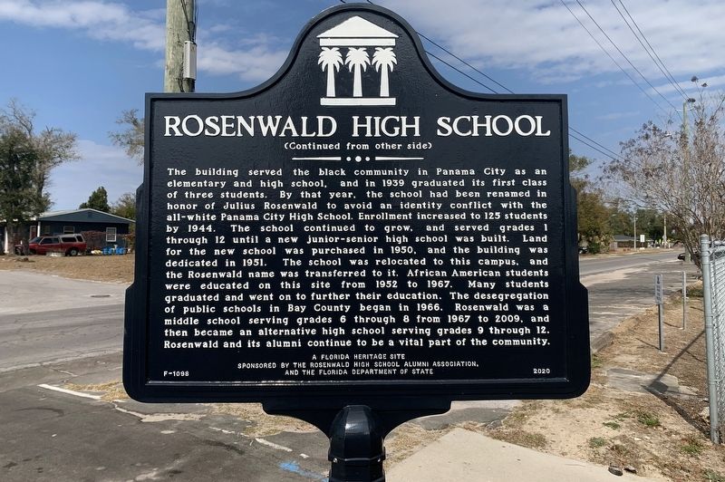 Rosenwald High School Marker Side 2 image. Click for full size.