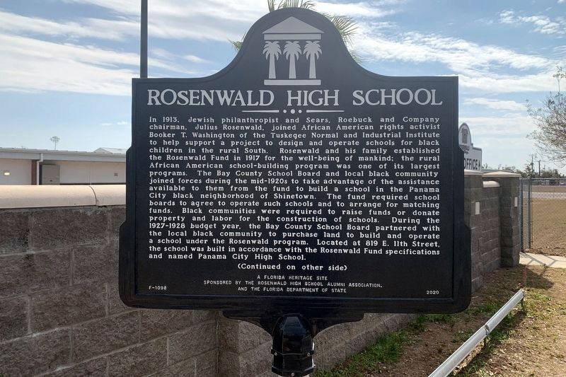 Rosenwald High School Marker Side 1 image. Click for full size.