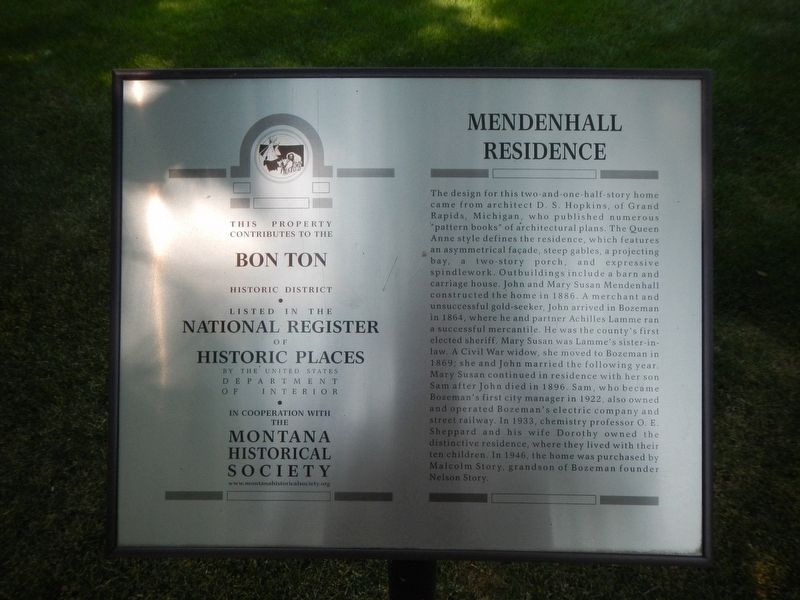 Mendenhall Residence Marker image. Click for full size.