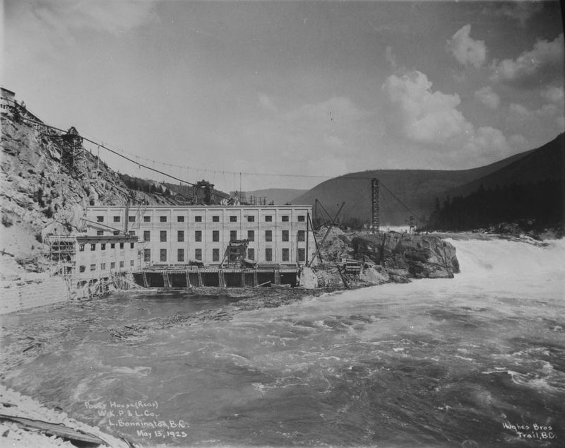 West Kootenay Power & Light Co. power house, Lower Bonnington Dam image. Click for full size.
