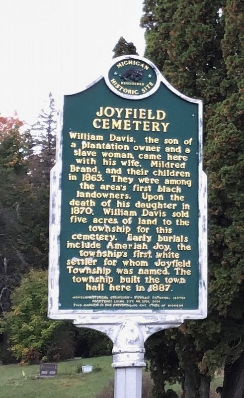 Joyfield Cemetery Marker image. Click for full size.