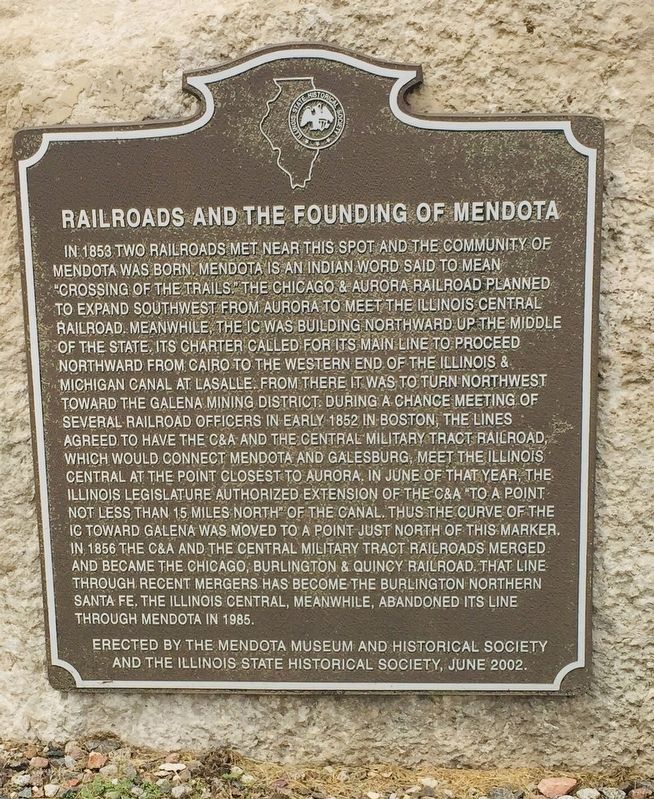 Railroads and the Founding of Mendota Marker image. Click for full size.