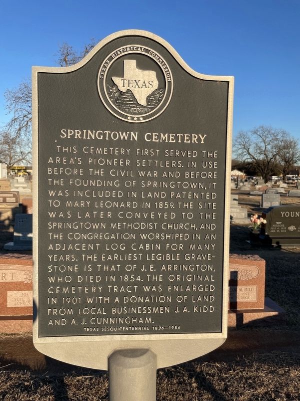 Springtown Cemetery Marker image. Click for full size.