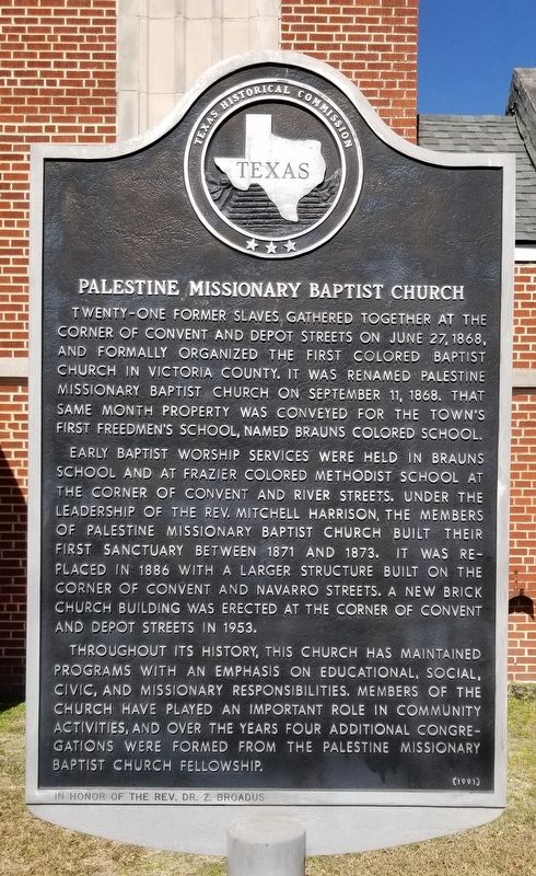 Palestine Missionary Baptist Church Marker image. Click for full size.