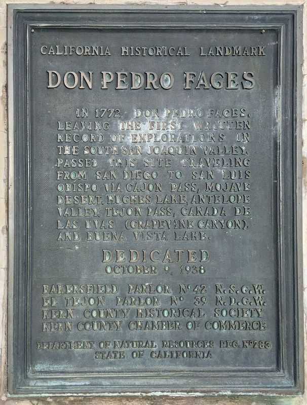 Don Pedro Fages Marker image. Click for full size.