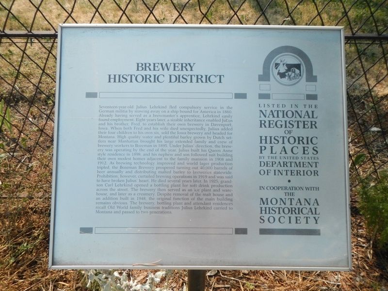 Brewery Historic District Marker image. Click for full size.