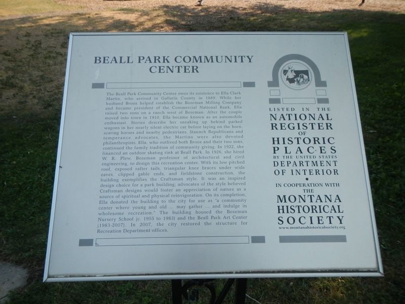 Beall Park Community Center Marker image. Click for full size.