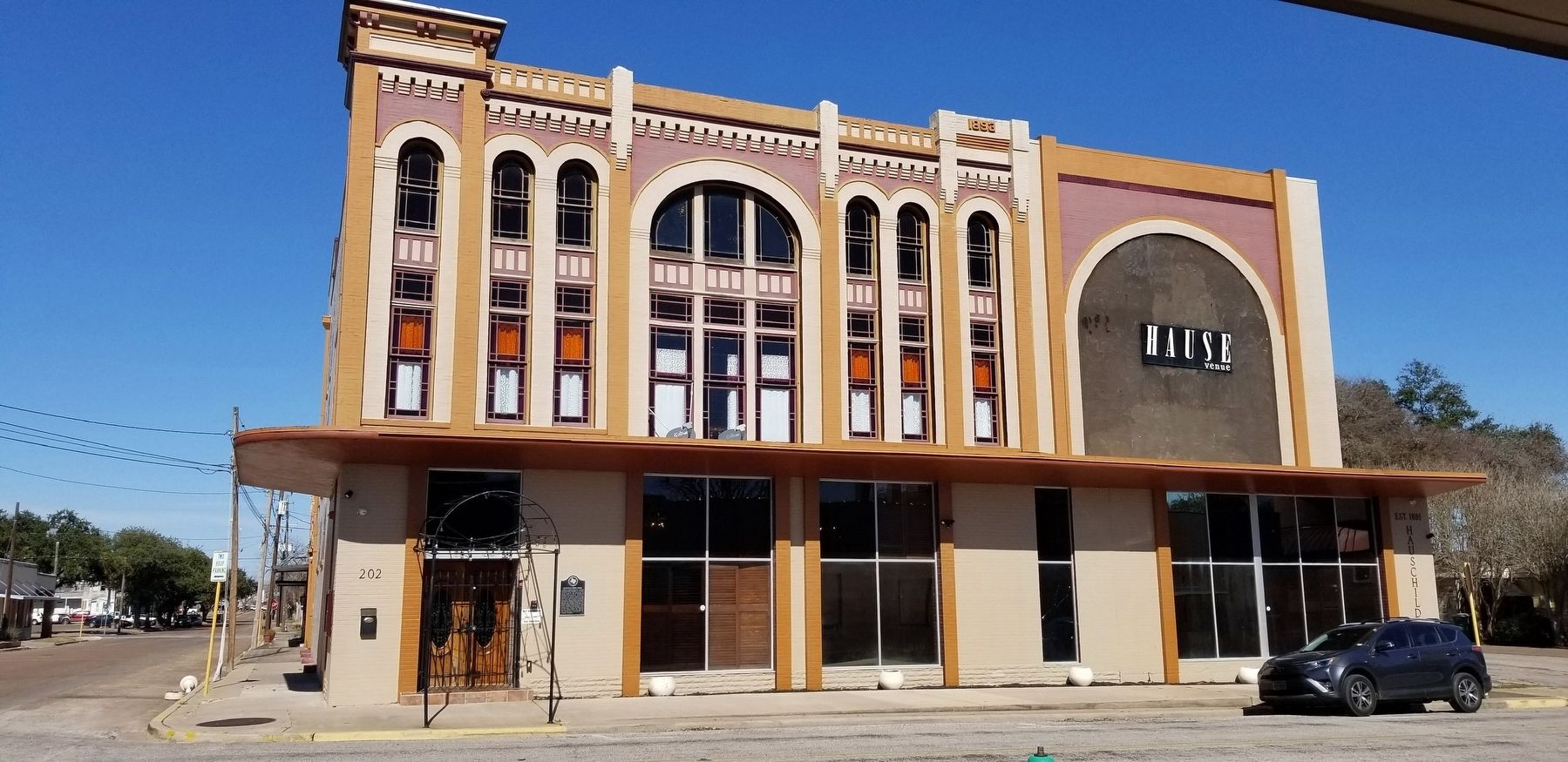 The view of the Hauschild Opera House and Marker from across the street. Click for full size. The view of the Hauschild Opera House and Marker from across the street image. Click for full size.
