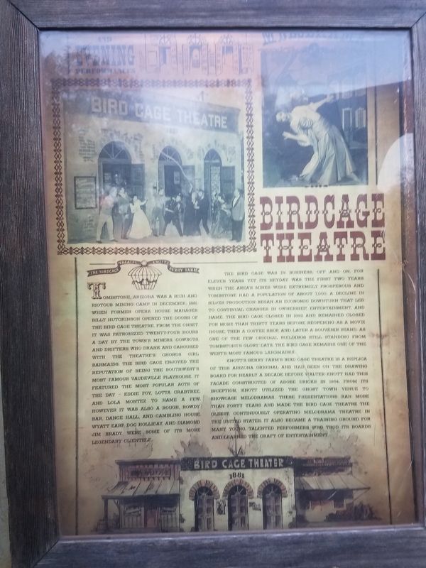 Birdcage Theatre Marker. Click for full size. Birdcage Theatre Marker image. Click for full size.
