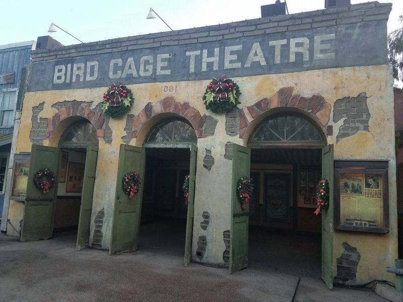 Replica 1881 Birdcage Theatre and Marker image. Click for full size.