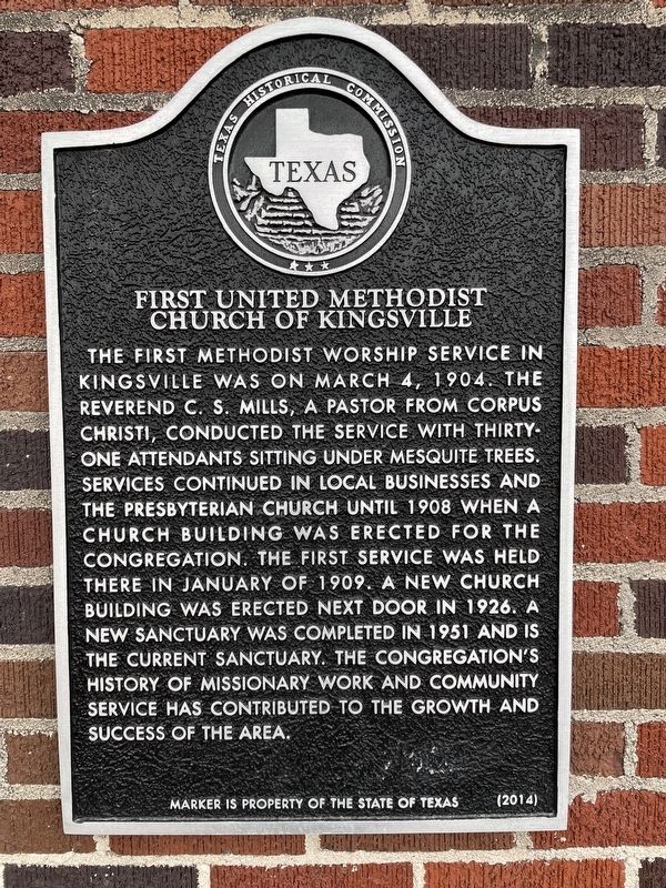 First United Methodist Church of Kingsville Marker image. Click for full size.