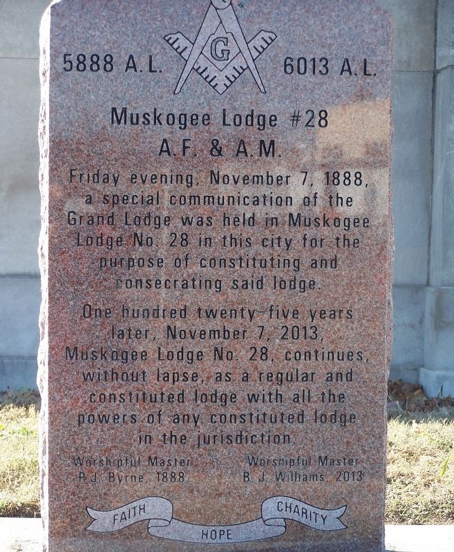 Muskogee Lodge #28 Marker image. Click for full size.