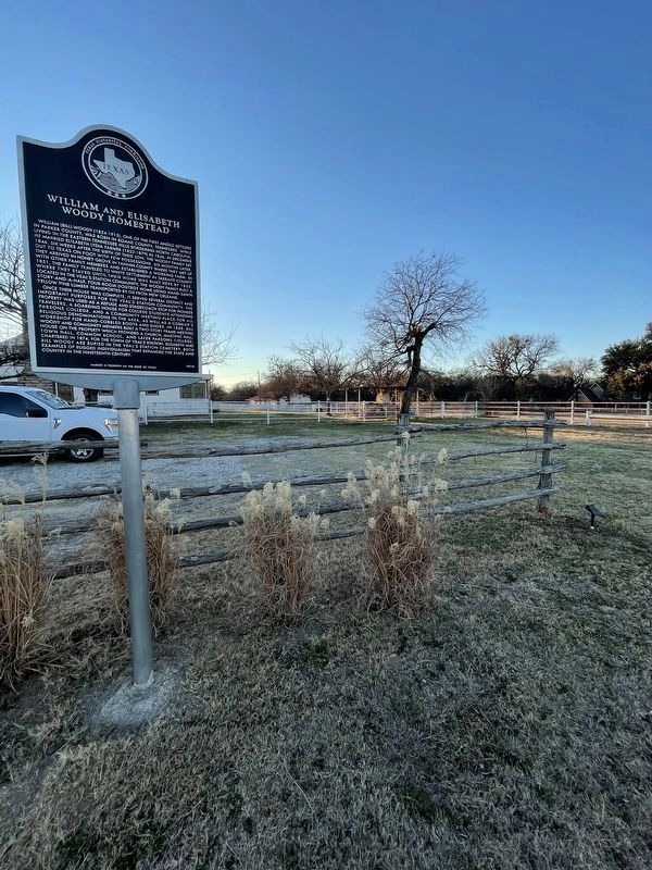 William and Elisabeth Woody Homestead Marker. Click for full size. William and Elisabeth Woody Homestead Marker image. Click for full size.