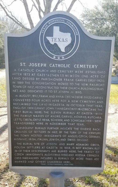 St. Joseph Catholic Cemetery Marker image. Click for full size.
