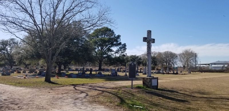 The view of the St. Joseph Catholic Cemetery and Marker from the cemetery driveway image. Click for full size.