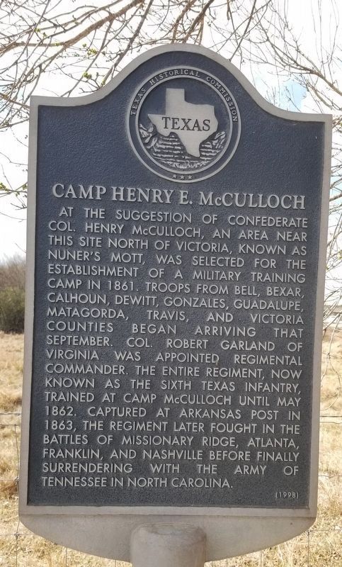 Camp Henry E. McCullough Marker image. Click for full size.